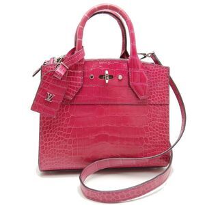 Louis Vuitton Mini Handbag Alligator Rose Fuchsia